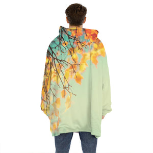 Vintage Autumn Print Hoodie Blanket