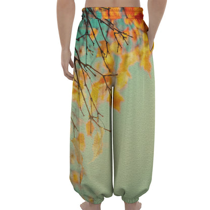 Vintage Autumn Print Lantern Pants