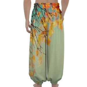 Vintage Autumn Print Lantern Pants