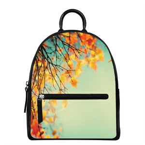 Vintage Autumn Print Leather Backpack