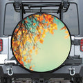 Vintage Autumn Print Leather Spare Tire Cover