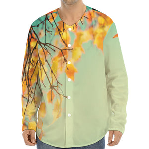 Vintage Autumn Print Long Sleeve Baseball Jersey