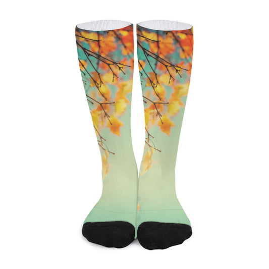 Vintage Autumn Print Long Socks