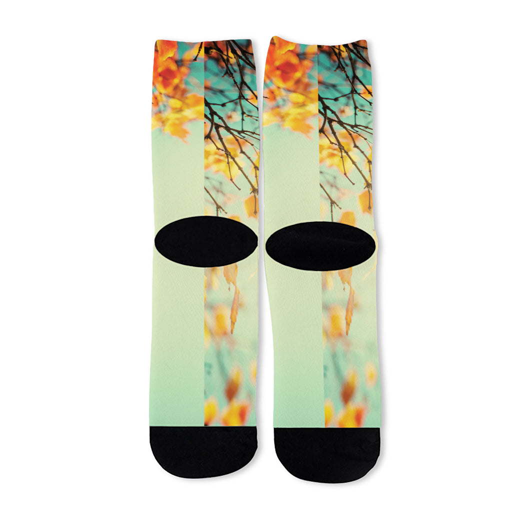 Vintage Autumn Print Long Socks