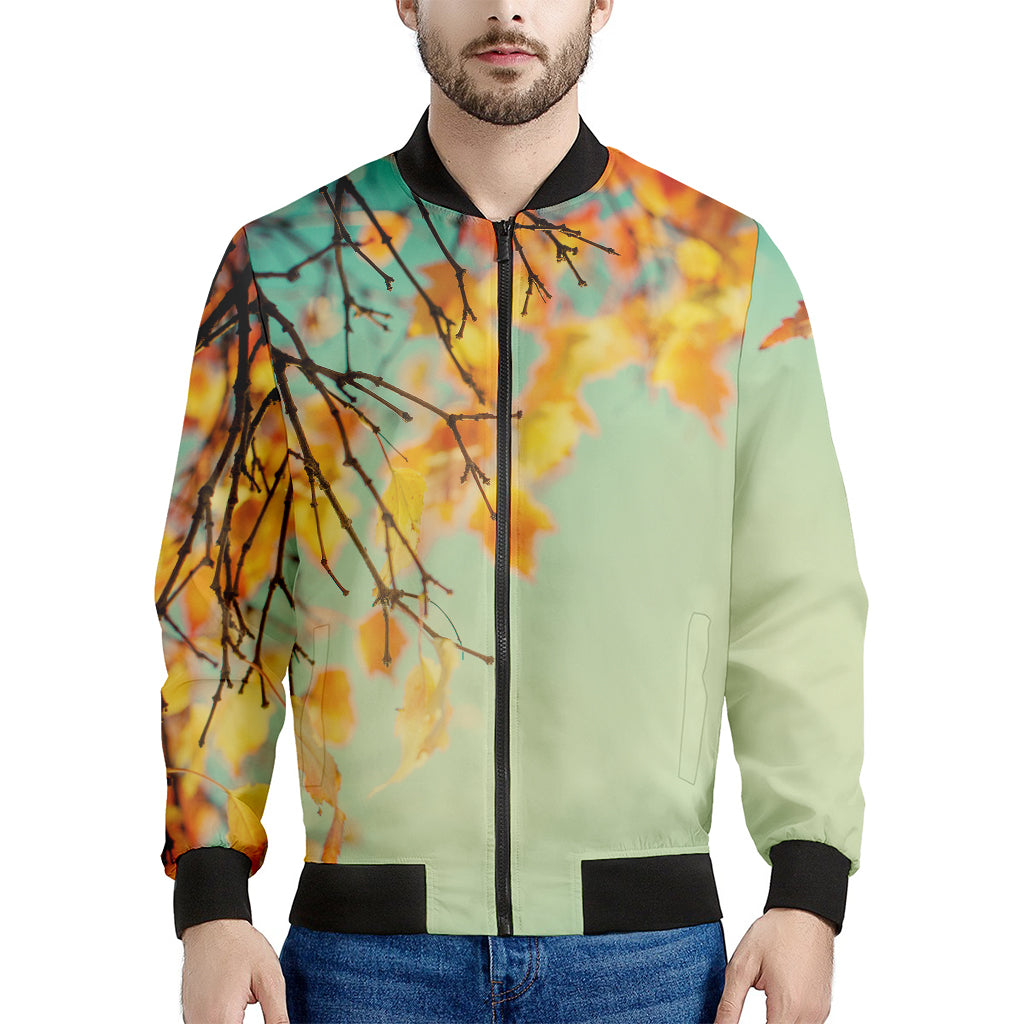 Vintage Autumn Print Men's Bomber Jacket