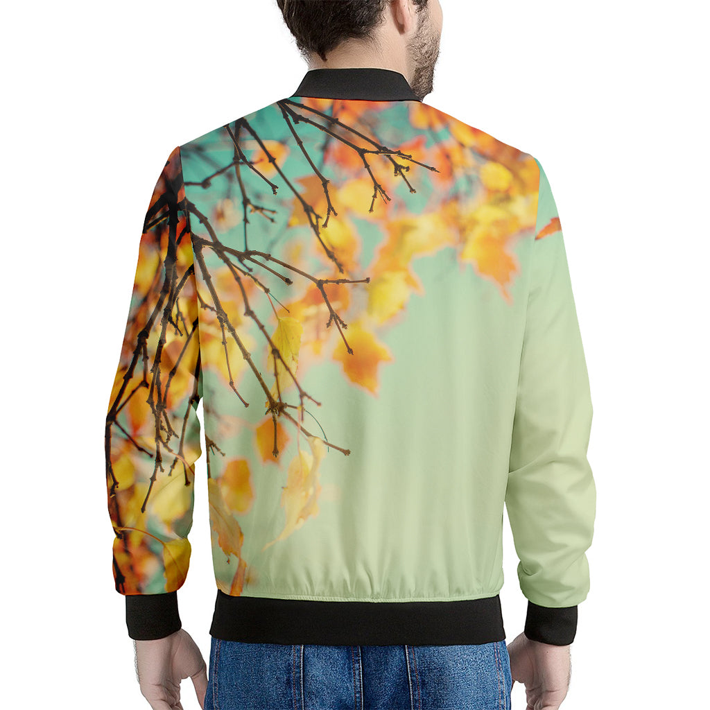 Vintage Autumn Print Men's Bomber Jacket