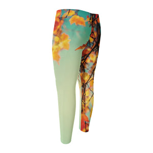 Vintage Autumn Print Men's Compression Pants