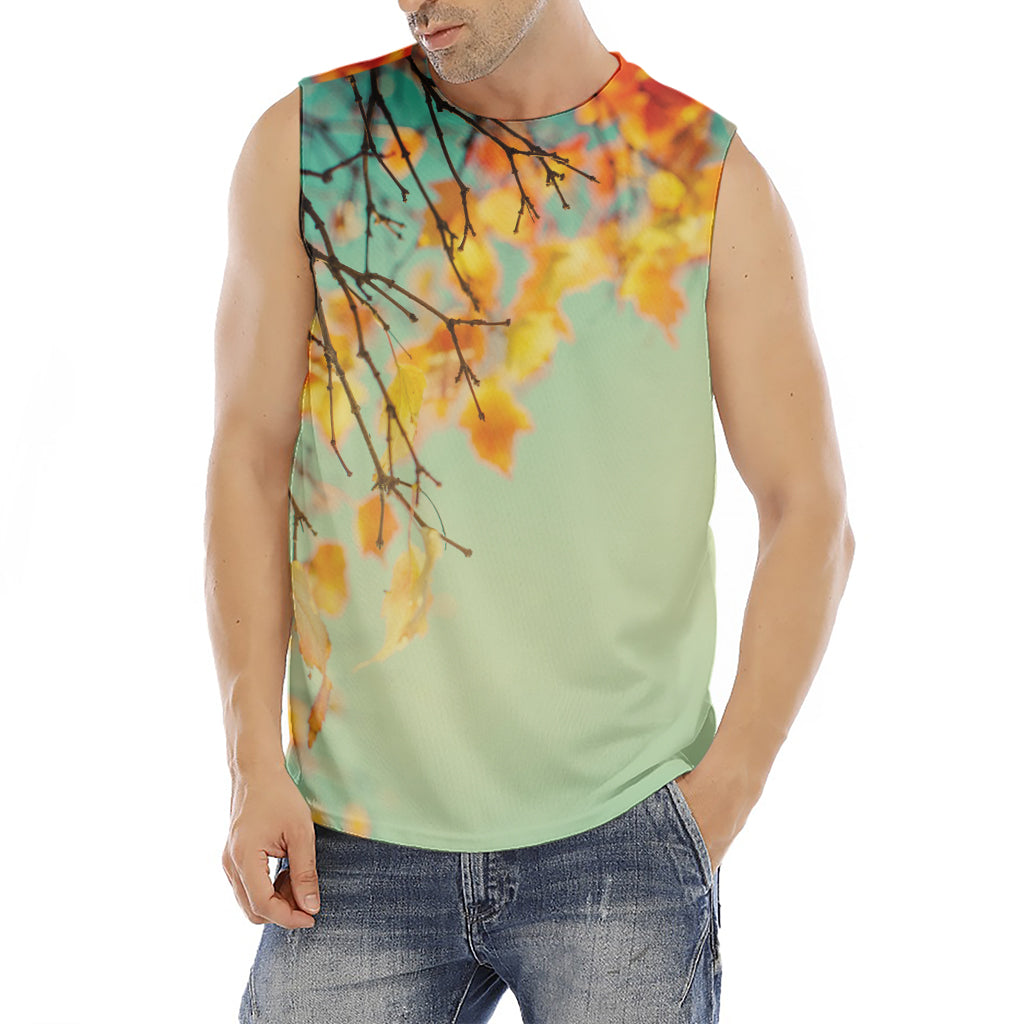 Vintage Autumn Print Men's Fitness Tank Top