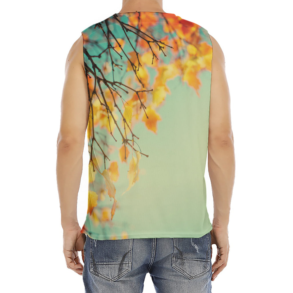 Vintage Autumn Print Men's Fitness Tank Top