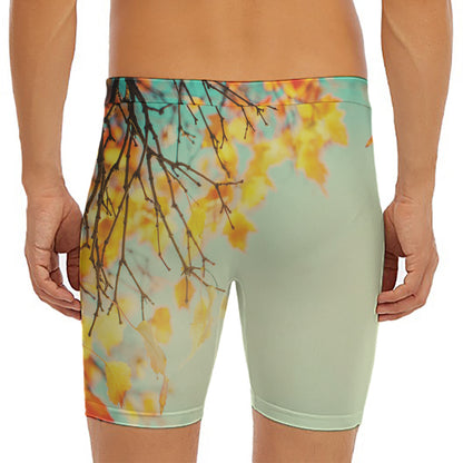 Vintage Autumn Print Men's Long Boxer Briefs