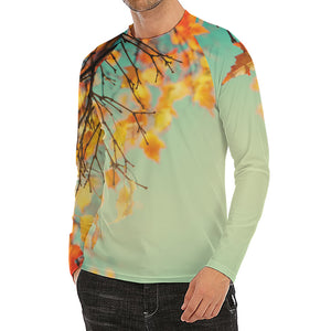 Vintage Autumn Print Men's Long Sleeve Rash Guard