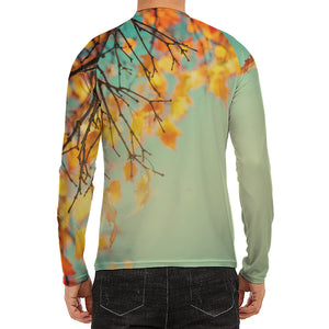 Vintage Autumn Print Men's Long Sleeve Rash Guard