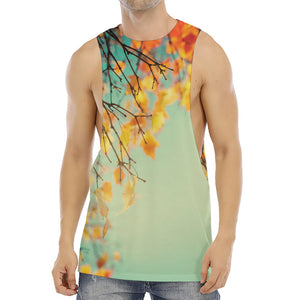 Vintage Autumn Print Men's Muscle Tank Top