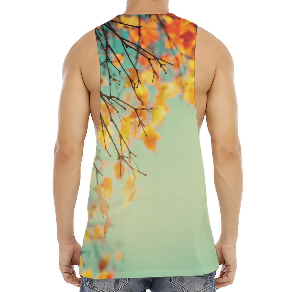 Vintage Autumn Print Men's Muscle Tank Top