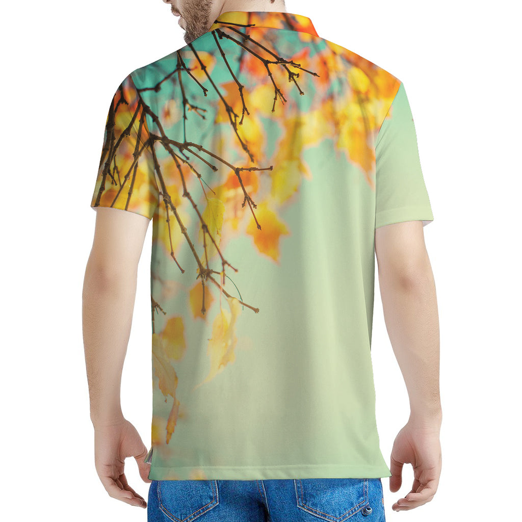 Vintage Autumn Print Men's Polo Shirt