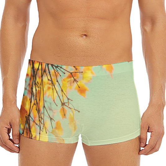 Vintage Autumn Print Men's Short Boxer Briefs