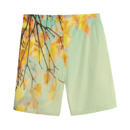 Vintage Autumn Print Men's Sports Shorts