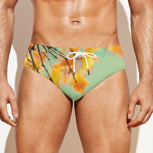 Vintage Autumn Print Men's Swim Briefs