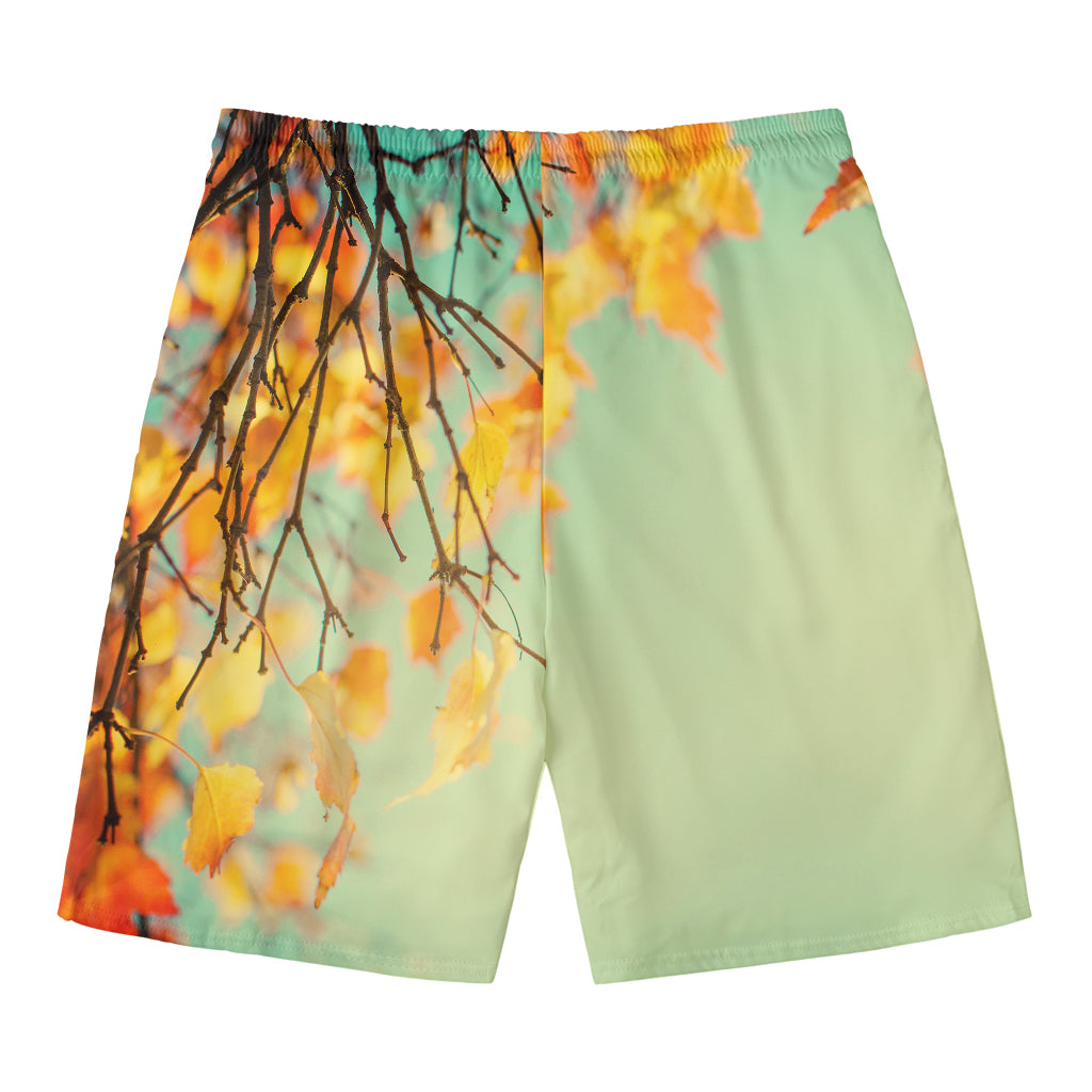 Vintage Autumn Print Men's Swim Trunks