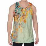 Vintage Autumn Print Men's Velvet Tank Top