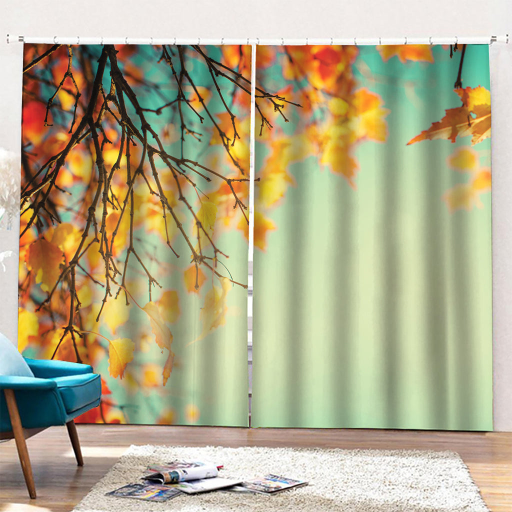 Vintage Autumn Print Pencil Pleat Curtains