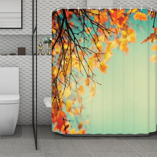 Vintage Autumn Print Polyester Shower Curtain