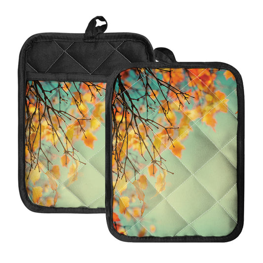 Vintage Autumn Print Pot Holders With Pocket