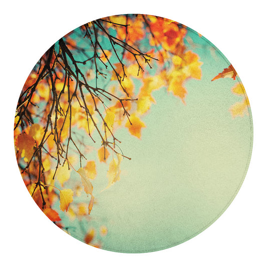 Vintage Autumn Print Round Blanket