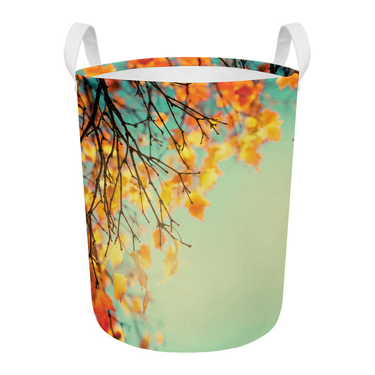 Vintage Autumn Print Round Laundry Basket