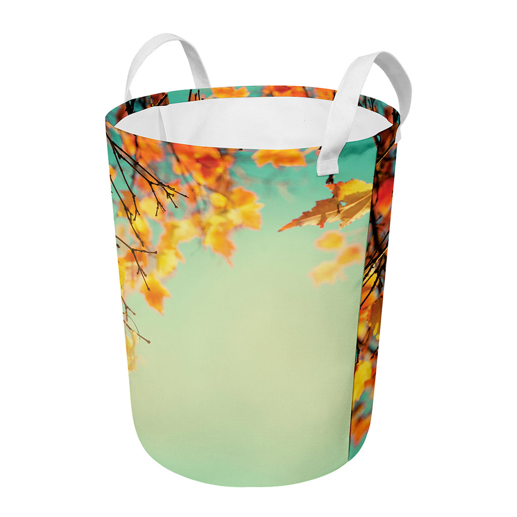 Vintage Autumn Print Round Laundry Basket