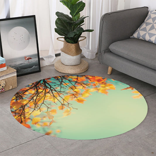 Vintage Autumn Print Round Rug