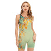 Vintage Autumn Print Sleeveless One Piece Swimsuit