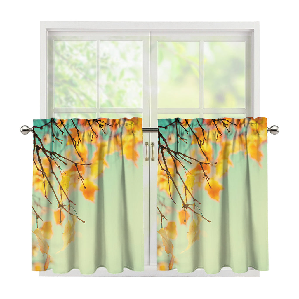 Vintage Autumn Print Tier Curtains