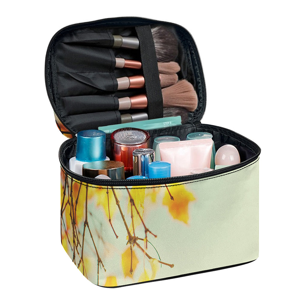 Vintage Autumn Print Travel Makeup Bag