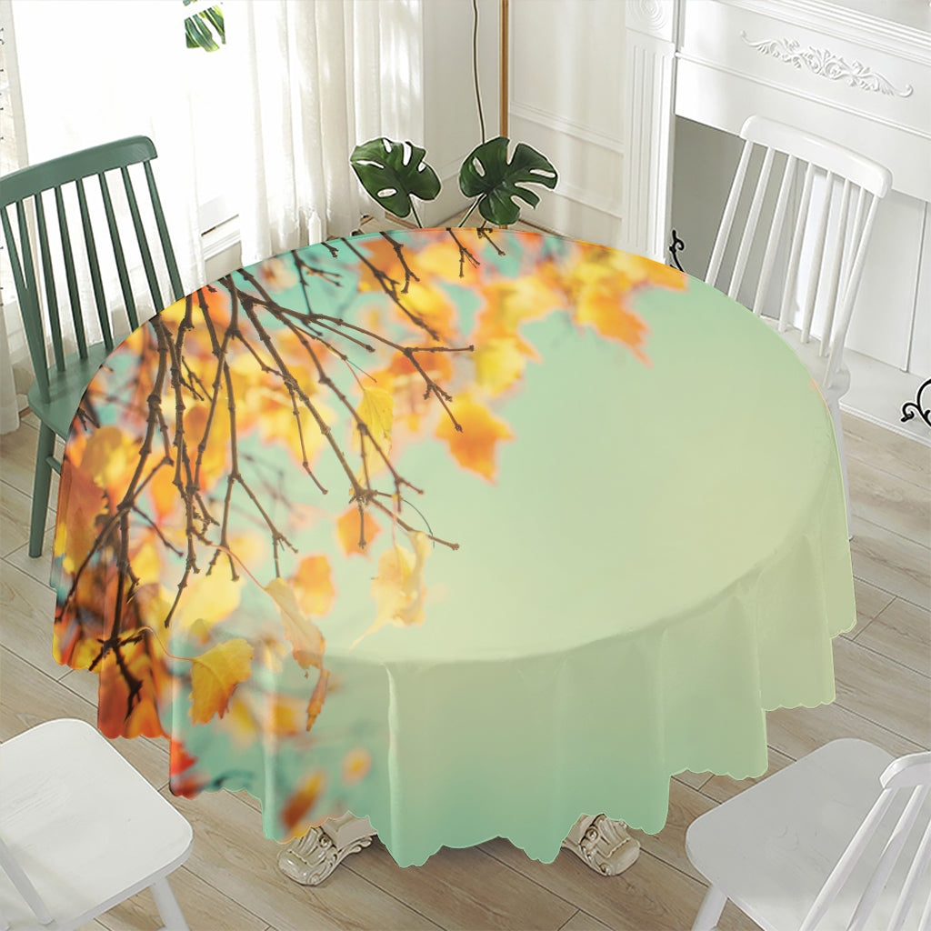 Vintage Autumn Print Waterproof Round Tablecloth