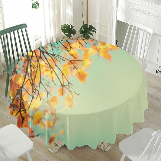 Vintage Autumn Print Waterproof Round Tablecloth