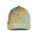 Vintage Autumn Print White Mesh Trucker Cap