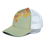 Vintage Autumn Print White Mesh Trucker Cap
