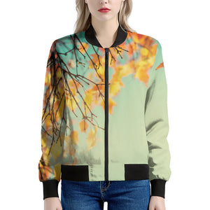 Vintage Autumn Print Women's Bomber Jacket