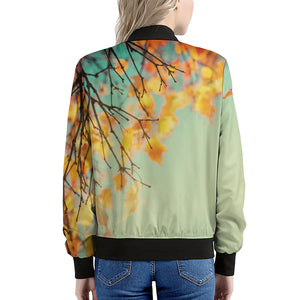 Vintage Autumn Print Women's Bomber Jacket