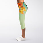 Vintage Autumn Print Women's Capri Leggings