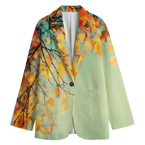 Vintage Autumn Print Women's Cotton Blazer