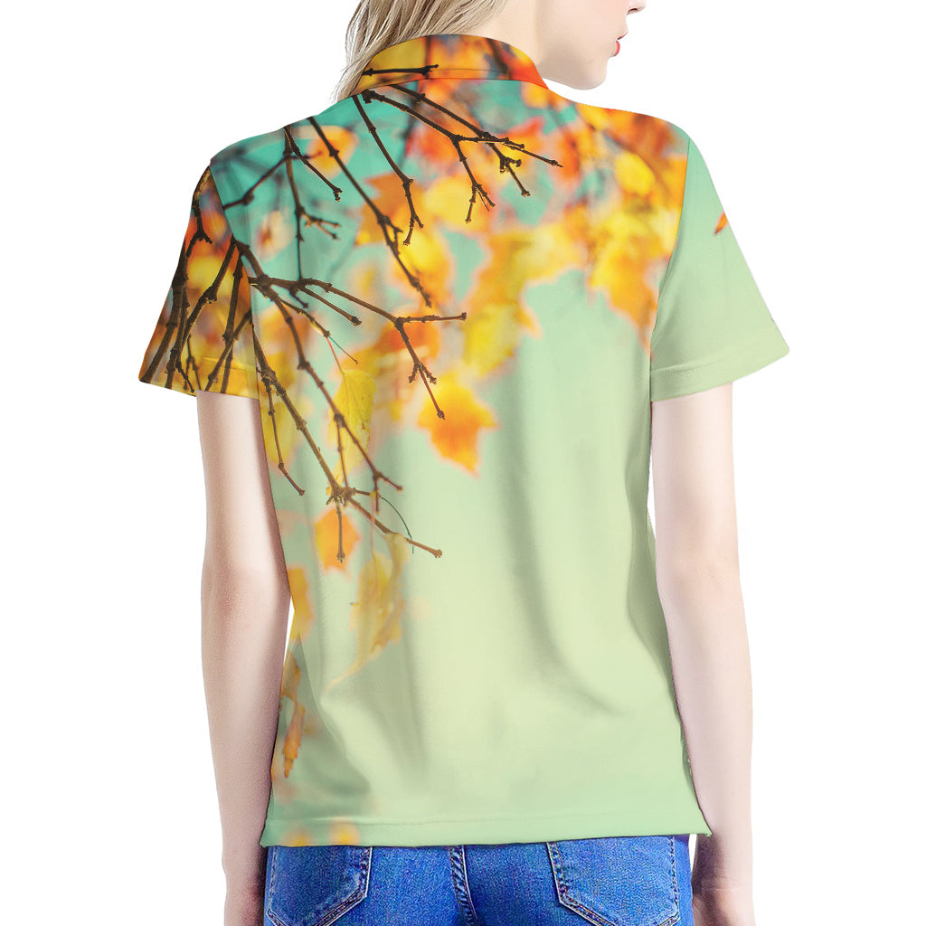 Vintage Autumn Print Women's Polo Shirt