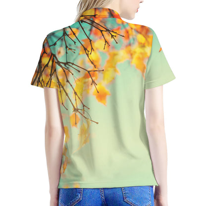 Vintage Autumn Print Women's Polo Shirt