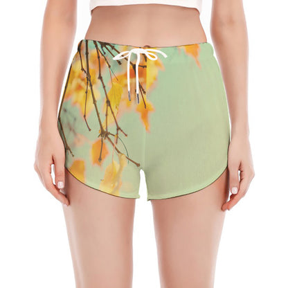 Vintage Autumn Print Women's Split Running Shorts
