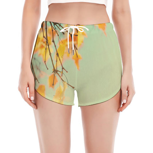 Vintage Autumn Print Women's Split Running Shorts