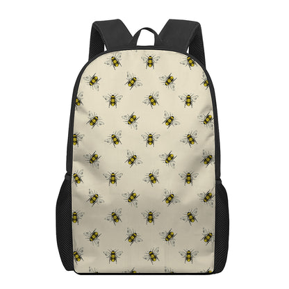 Vintage Bee Pattern Print 17 Inch Backpack