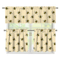 Vintage Bee Pattern Print 3 Piece Kitchen Curtains
