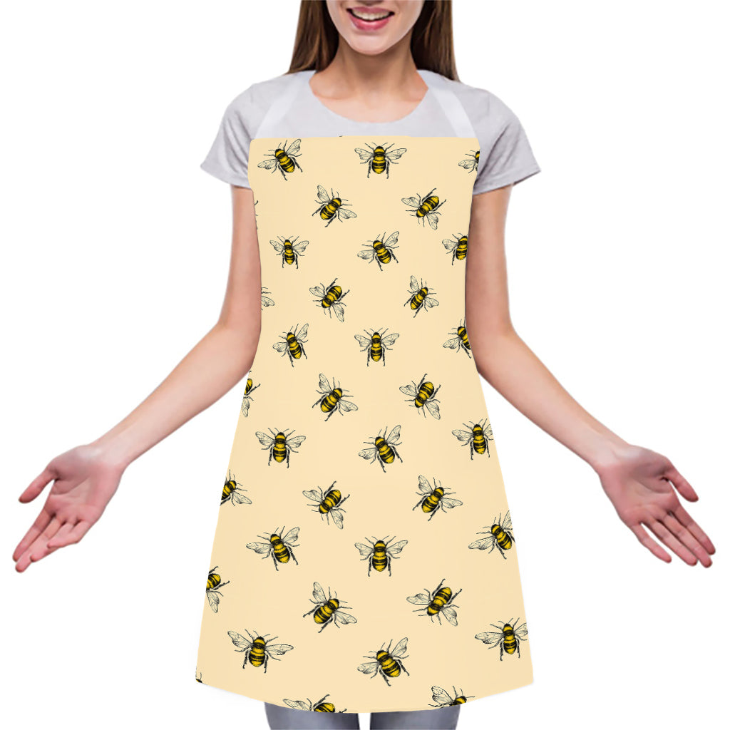 Vintage Bee Pattern Print Adjustable Apron