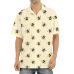 Vintage Bee Pattern Print Aloha Shirt
